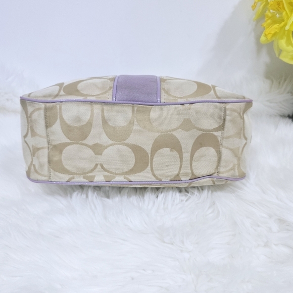 Coach signature tan and lilac purse - Picture 13 of 15